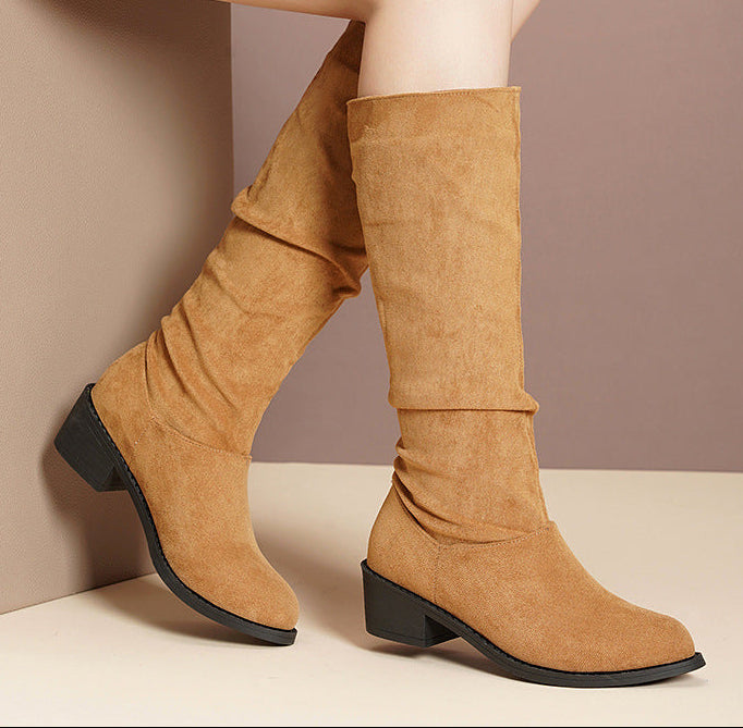 Sarah Express Pointed Toe Chunky Heel Boots