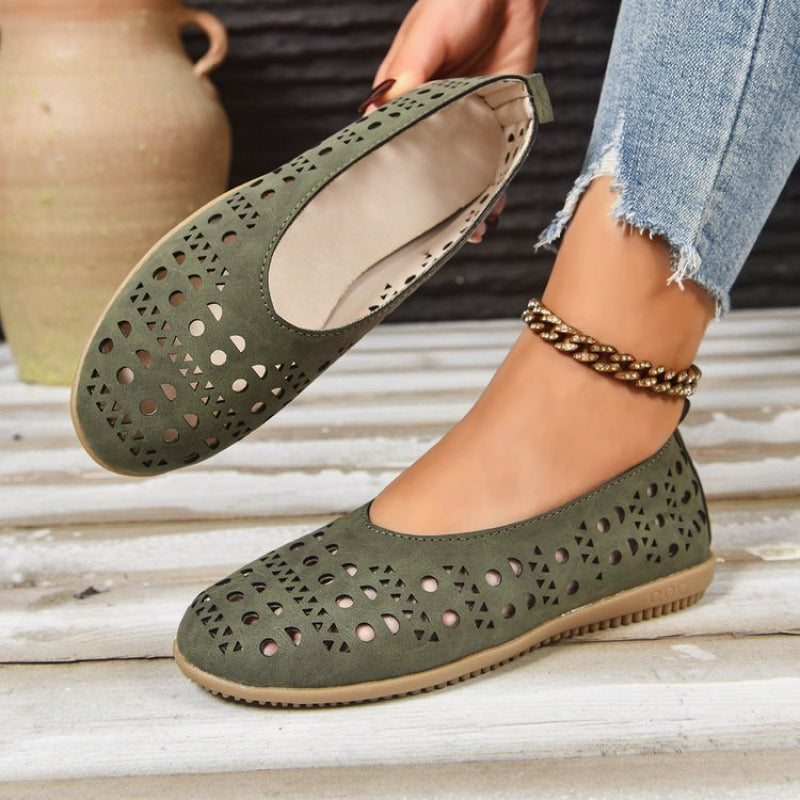 Sarah Express Women's Cutout Leather Flats