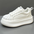 New Autumn Shell Toe Leather Sports Casual Skate Shoes, Versatile Thick Sole Low-top White Sneakers – product detail