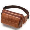 Sarah Express Leather Belt Bag with Zipper Pockets A