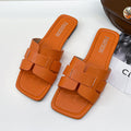 Sarah Express Casual Open Toe Flat Slide Slippers Orange