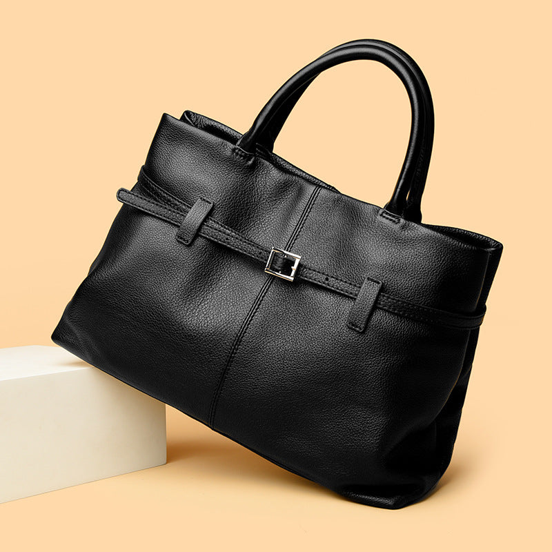 Sarah Express Genuine Leather Tote Handbag with Chain