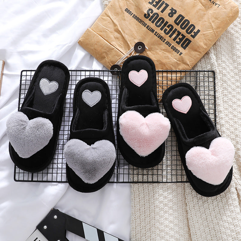 Sarah Express Plush Heart Design Women's Home Slippers