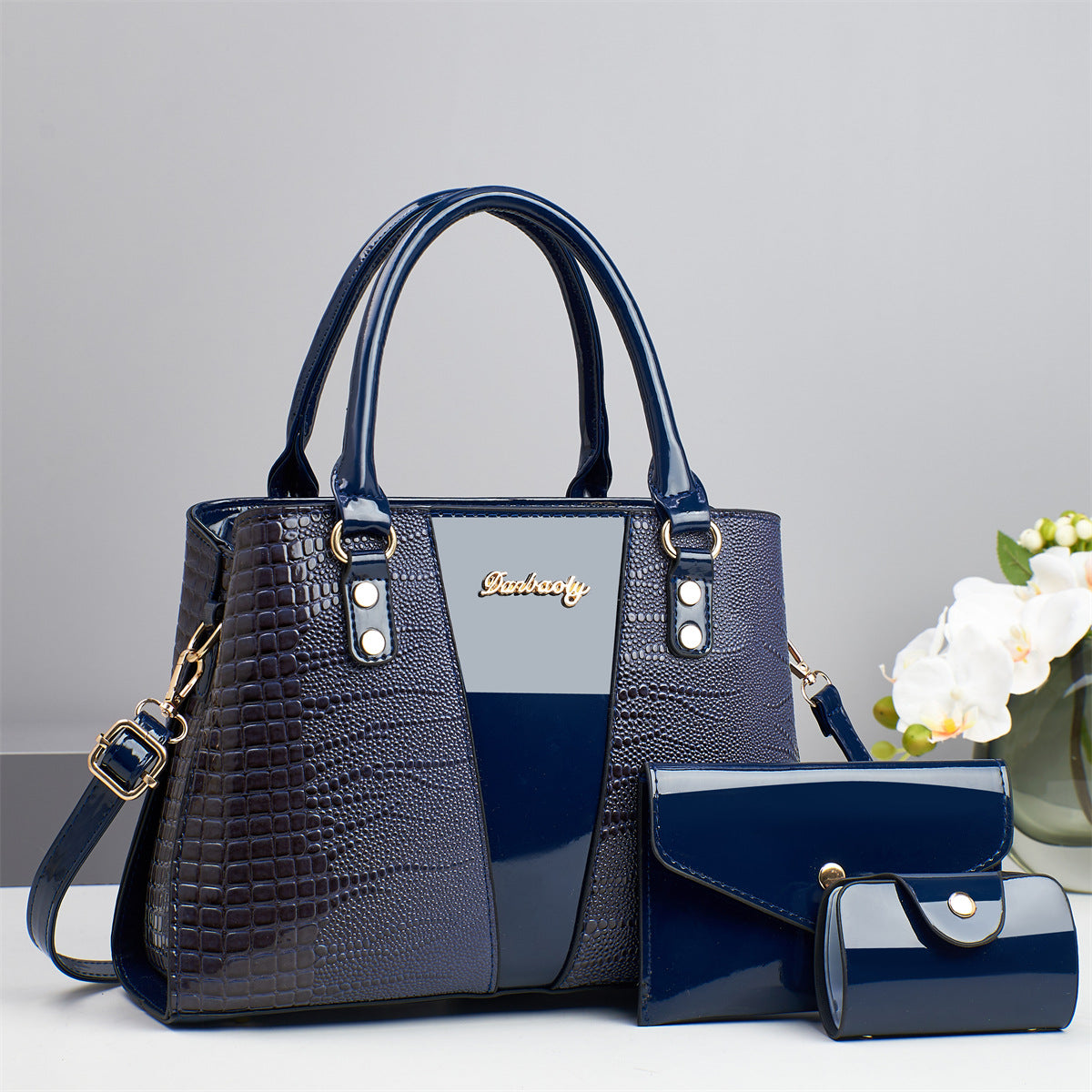 Sarah Express Crocodile Pattern 3-Piece Crossbody Bag Set