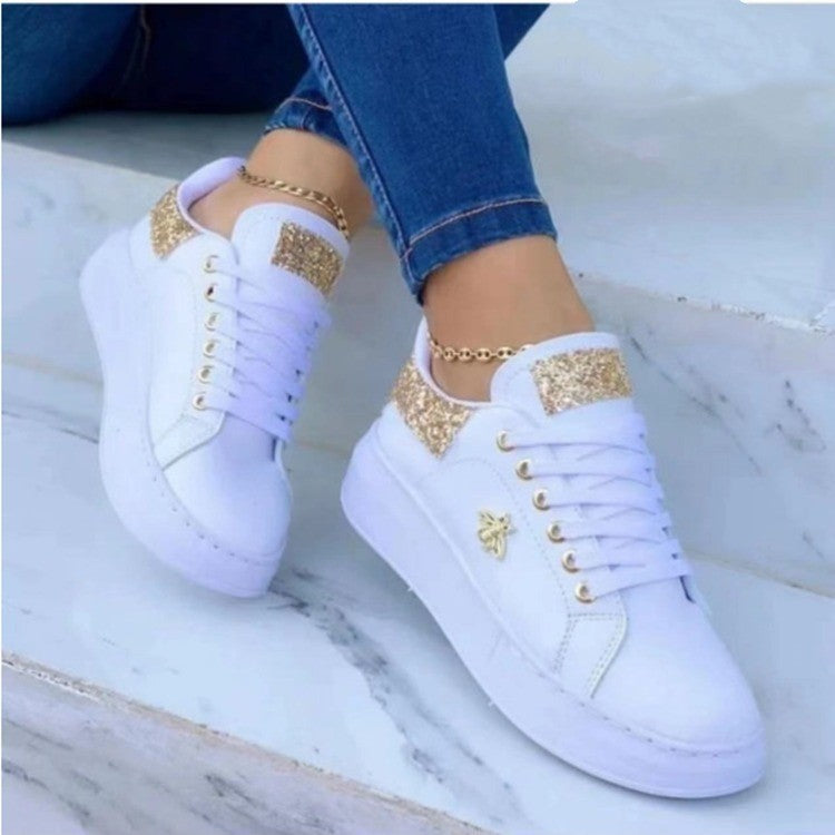 Sarah Express Glitter Accent Platform Lace-Up Sneakers