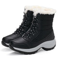 Sarah Express Plush Lined Wedge Snow Ankle Boots Black