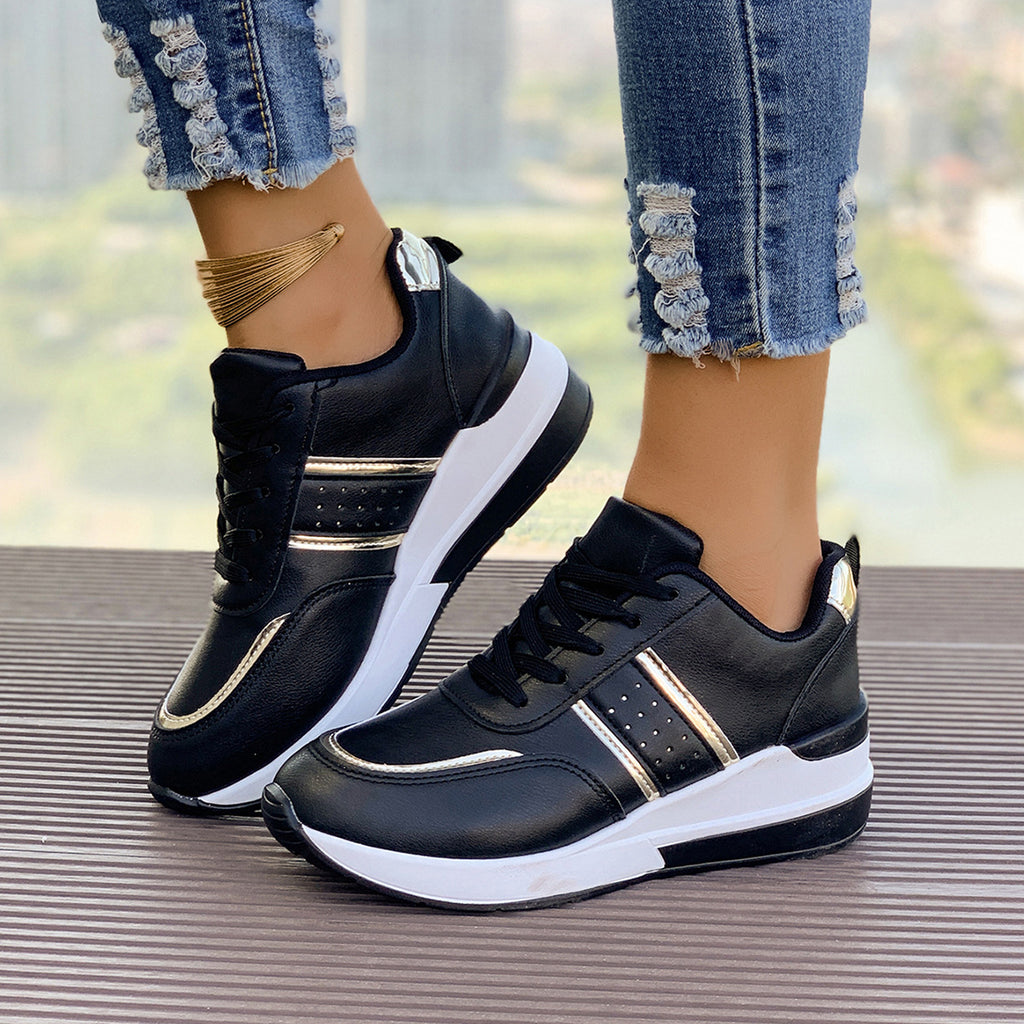 Sarah Express Women's Color-Block Chunky Platform Sneakers Black