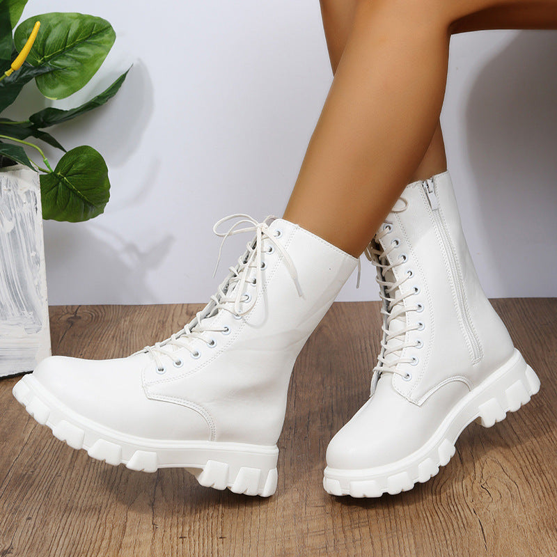 Sarah Express Women's Round Toe Lace-Up Ankle Boots
