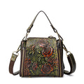 Sarah Express Embossed Floral Small Bucket Handbag Green