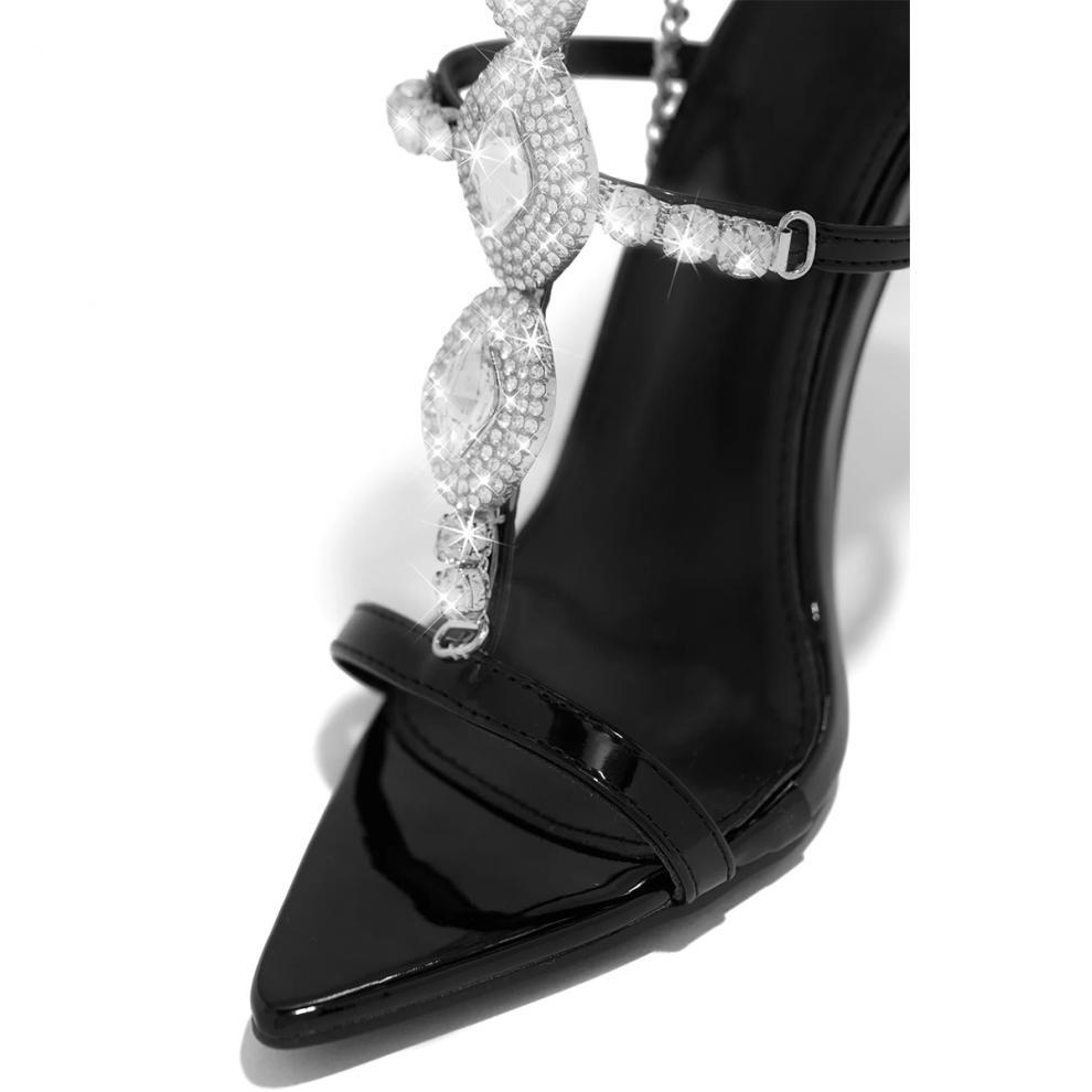 Sarah Express Rhinestone Stiletto Pointed-Toe Heeled Sandals