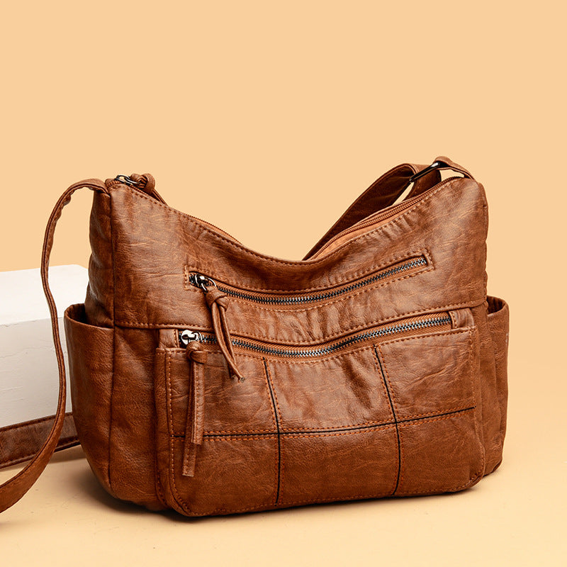 Sarah Express Solid Color PU Leather Crossbody Handbag