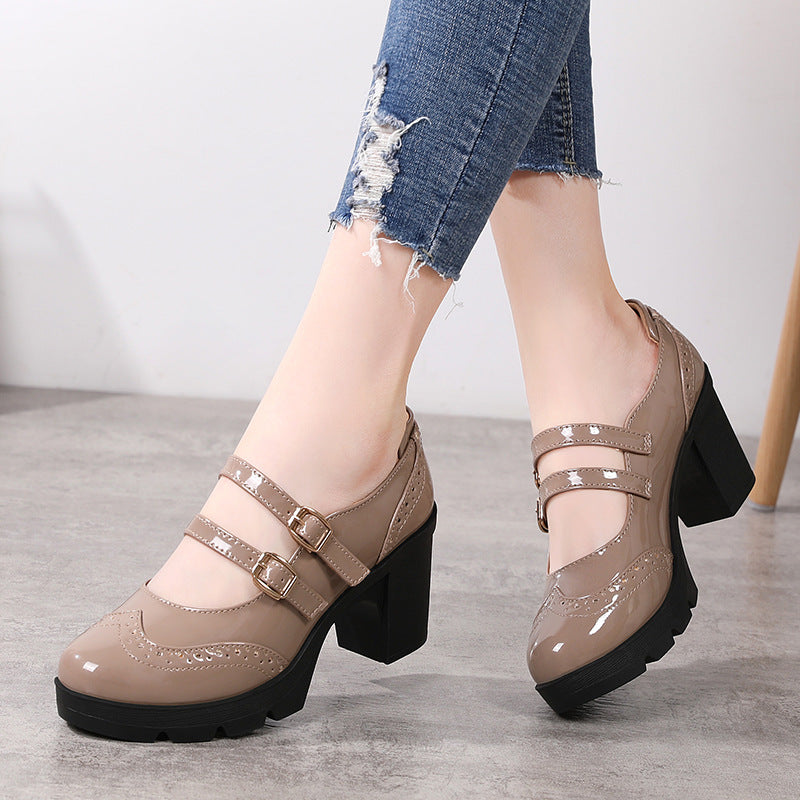 Sarah Express Chunky Patent Leather Wedge Sandals