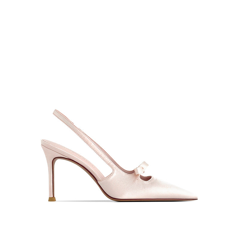 Sarah Express Satin Pointed Toe Bow Stiletto Heels