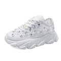Sarah Express Embellished Mesh Platform Sneakers white