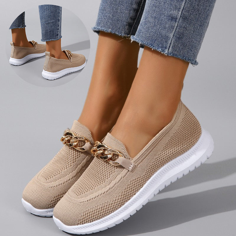 Sarah Express Flyknit Chain Detail Flat Sneakers