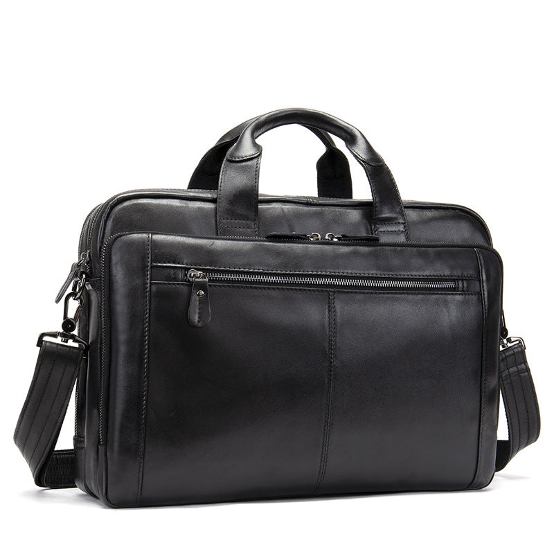 Sarah Express Retro Genuine Leather Business Briefcase Black