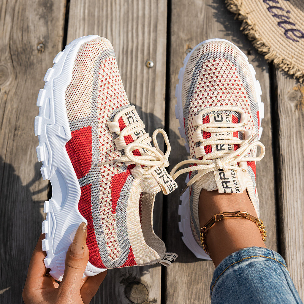 Sarah Express Flyknit Mesh Breathable Lace-Up Sneakers