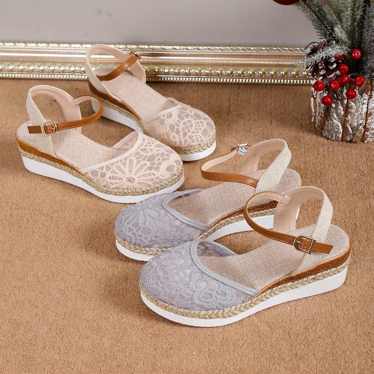 Sarah Express Mesh Embroidered High-Heel Sandals