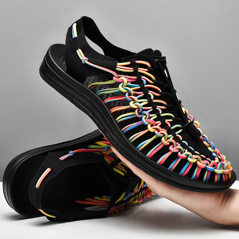 Sarah Express Woven Drawstring Elastic Summer Sandals