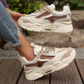Sarah Express Breathable Mesh Platform Lace-Up Sneakers Beige Brown