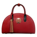 Sarah Express Embroidered Half Moon Structured Handbag Wine red