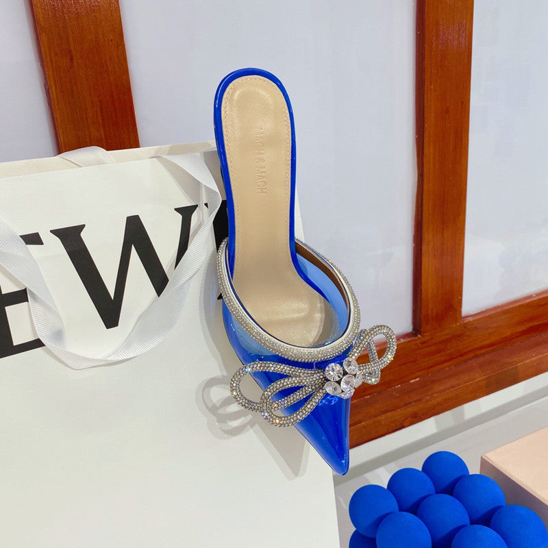 Sarah Express Rhinestone Bow Pointed-toe Stiletto Sandals