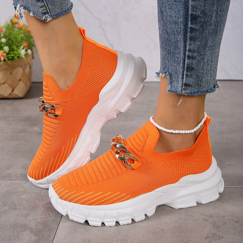 Sarah Express Women's Knit Slip-On Platform Sneakers