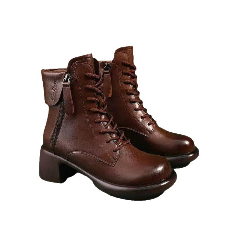 Sarah Express Vintage Chunky Heel Ankle Boots