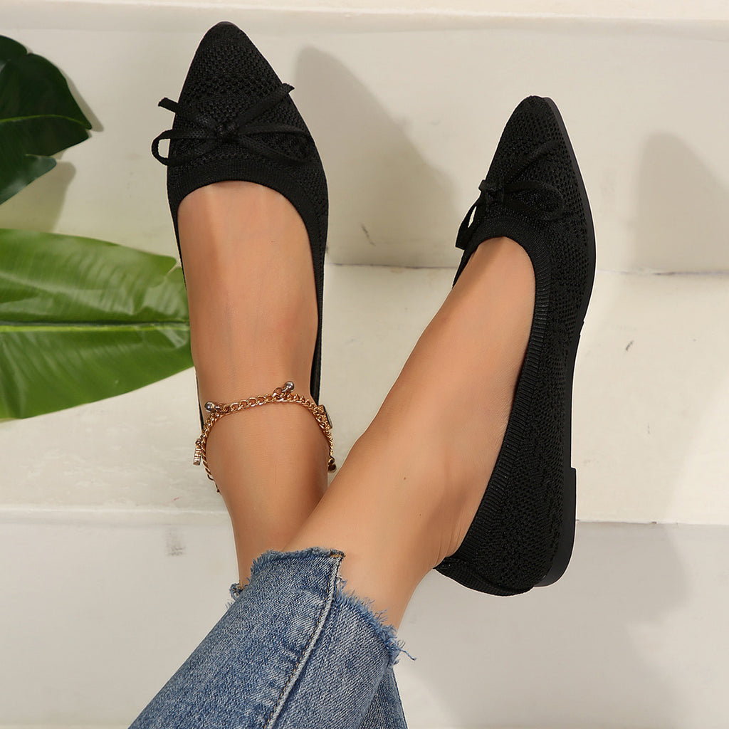 Bow Knitted Loafers Ins Fashion Pointed-toed Flats Shoes For Women – product detail alternate view 24