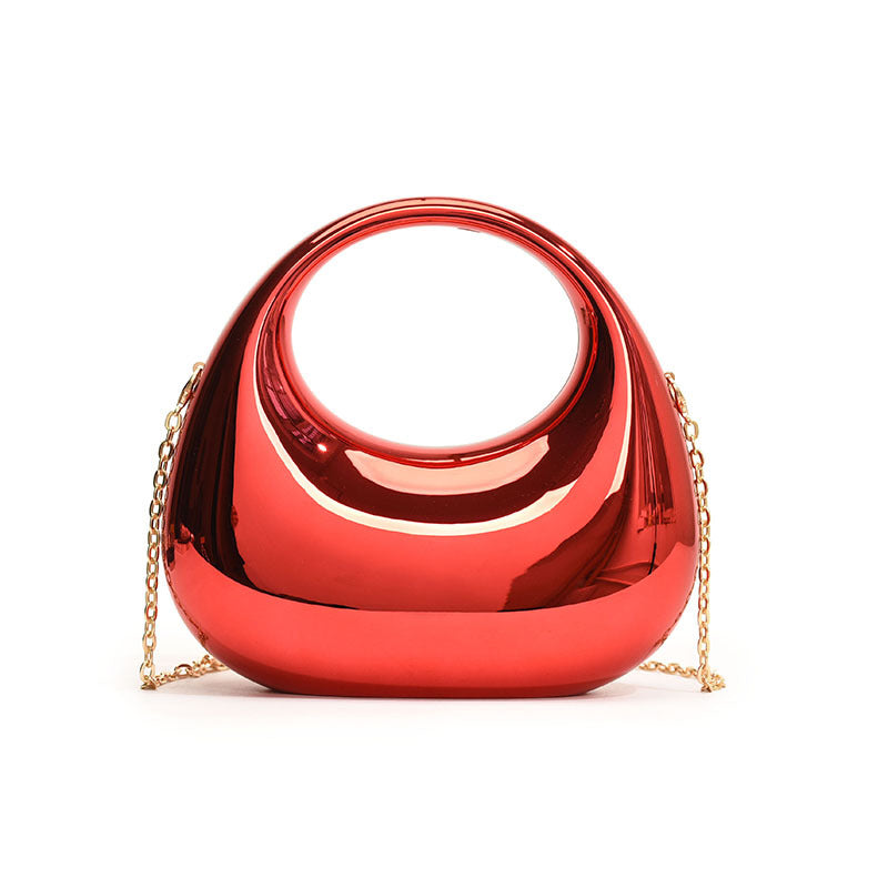 Sarah Express Acrylic Crescent Chain Shoulder Handbag Red