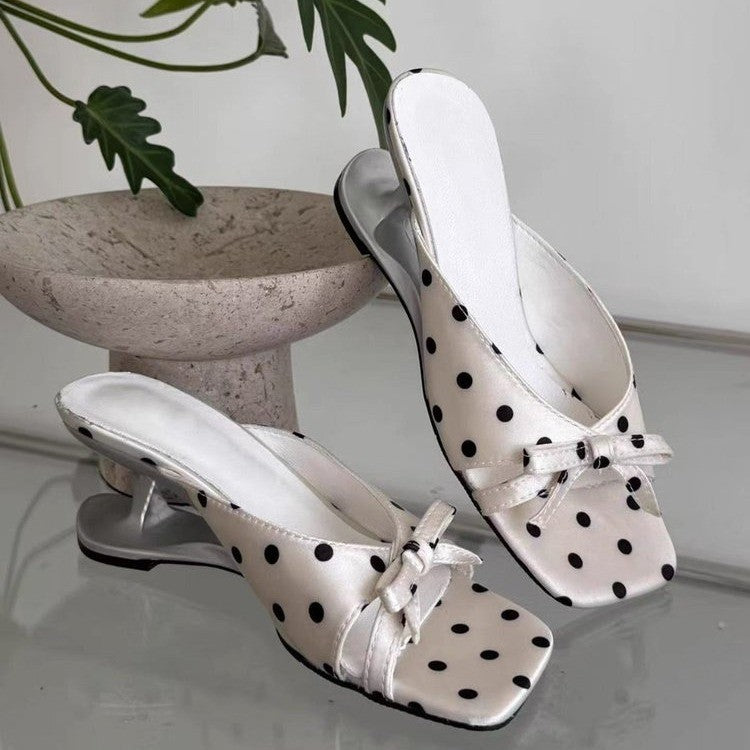 Sarah Express Alien Square-Toe Bow Slide Sandals