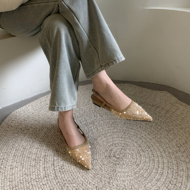 Sarah Express Sequin Pointed-Toe Slingback Pumps