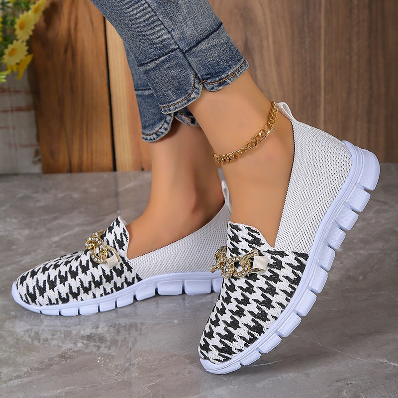 Sarah Express Houndstooth Chain Mesh Breathable Loafers