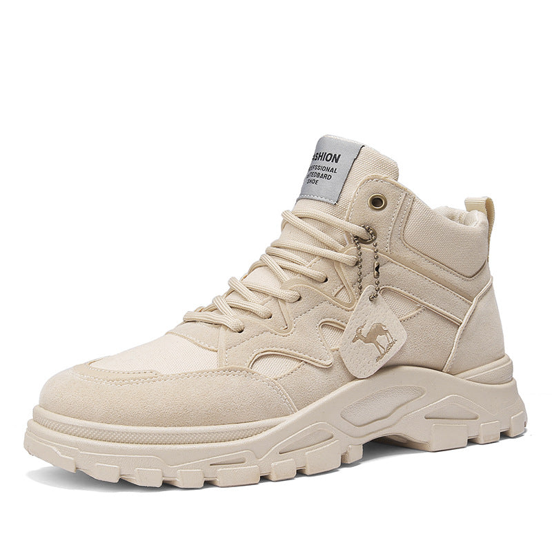 Sarah Express Men's High Top Canvas Martin Boots Beige