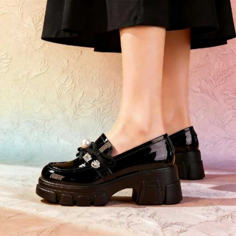 Sarah Express Platform Loafers With Pearl And Crystal