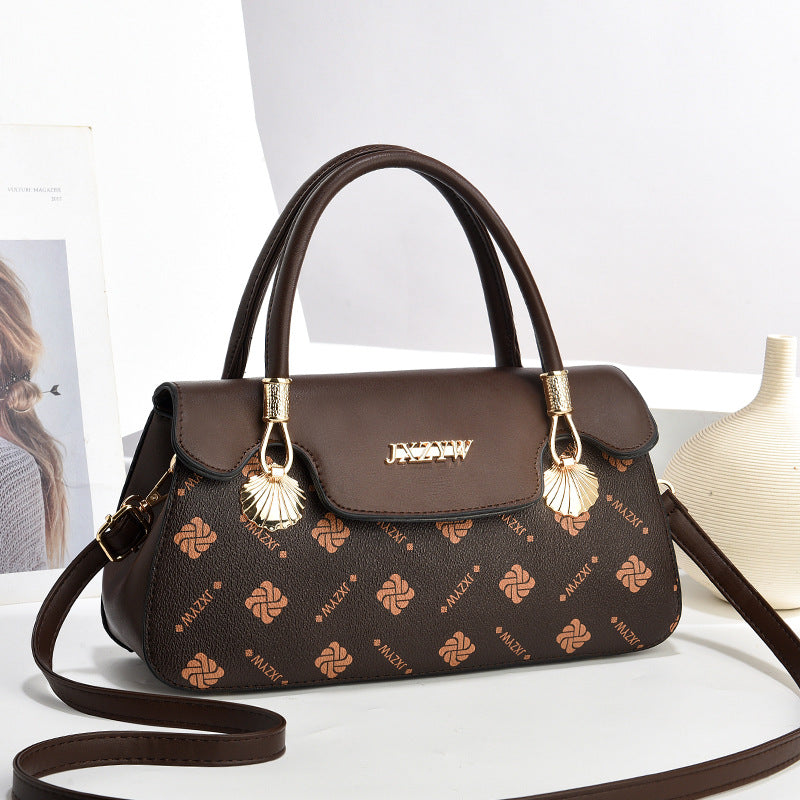 Sarah Express Vintage Letter Printed Structured Casual Handbag
