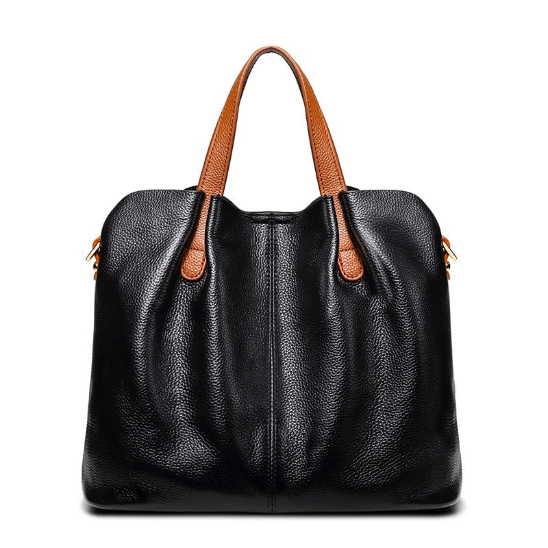 Sarah Express Casual Soft Leather Shoulder Tote Bag Black