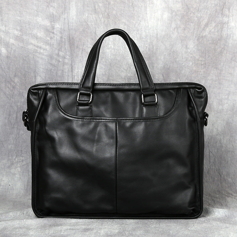 Sarah Express Structured Leather Laptop Briefcase