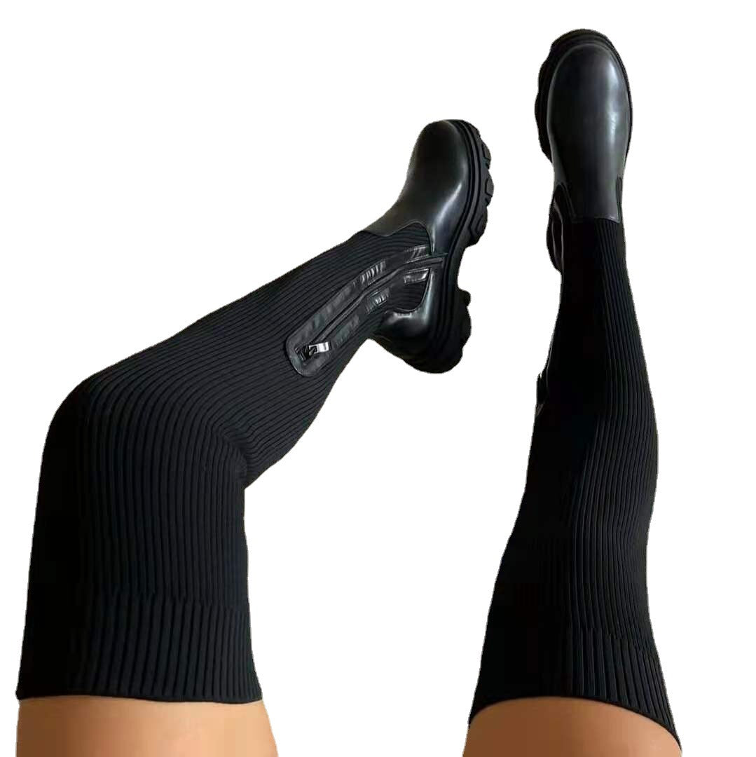 Sarah Express Over-the-Knee Elastic Platform Boots
