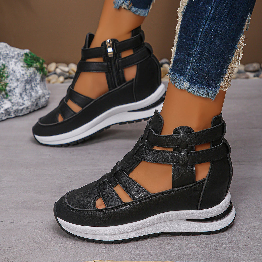 Sarah Express Women's Hollow Out Platform Sandals Black