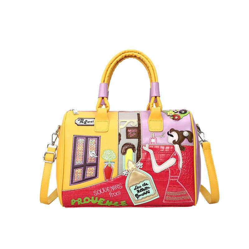 Sarah Express Embroidered Patchwork Boston Handbag