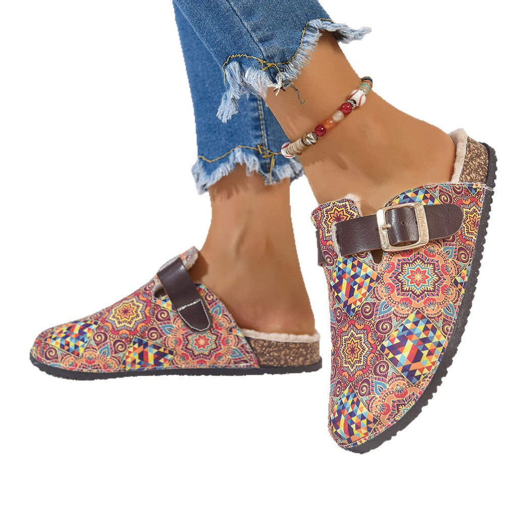 Sarah Express Women's Bohemian Ethnic Print Flat Sandals