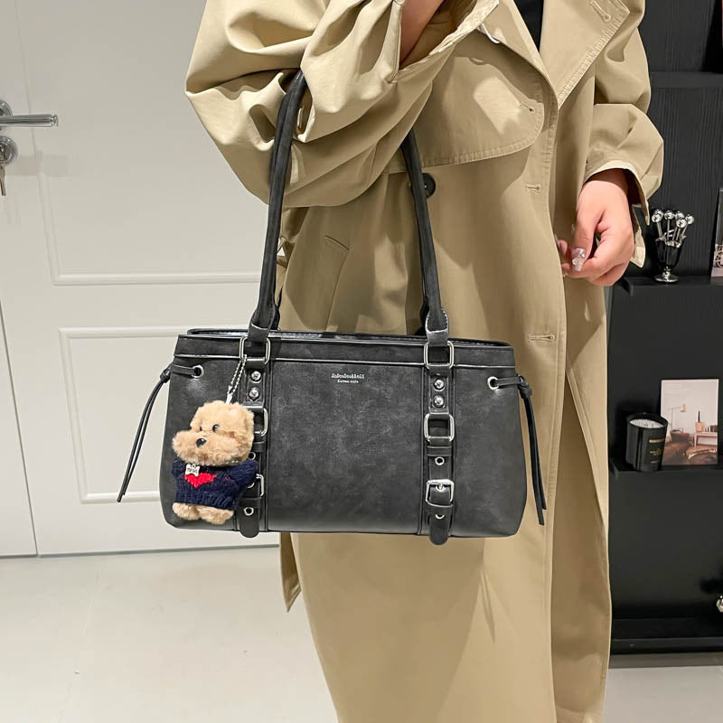 Sarah Express Large Capacity PU Leather Commuter Shoulder Bag