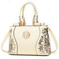 Sarah Express Embroidered Floral Structured Leather Handbag White