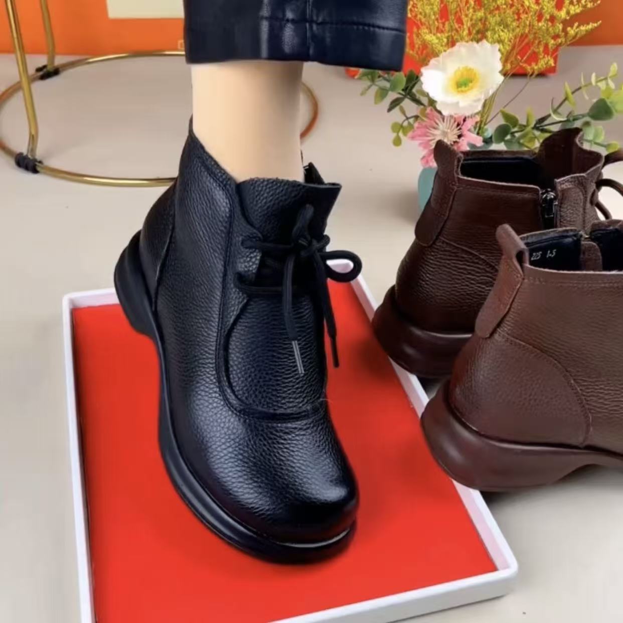 Sarah Express British-Style Flat Ankle Boots