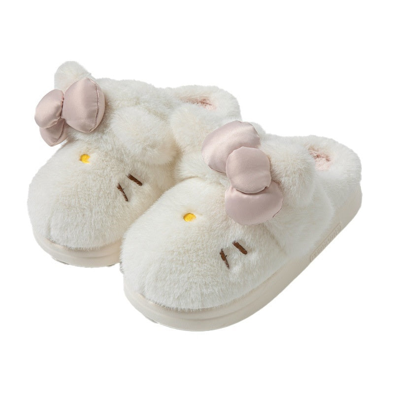 Sarah Express Fluffy Cat Bow Indoor House Slippers