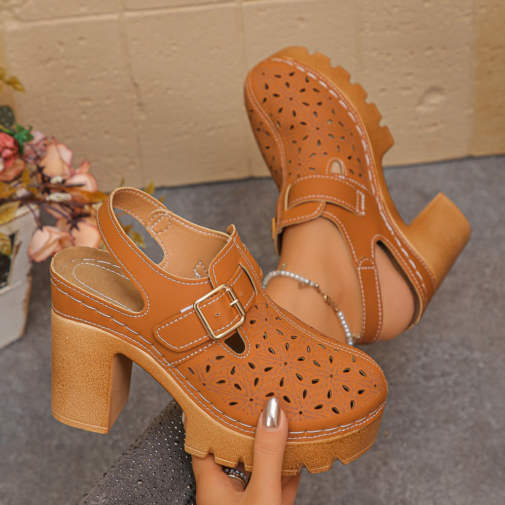 Sarah Express Cutout Platform Ankle Strap Sandals