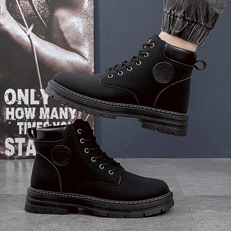 Sarah Express Men's Martin Lace-Up Ankle Boots Black