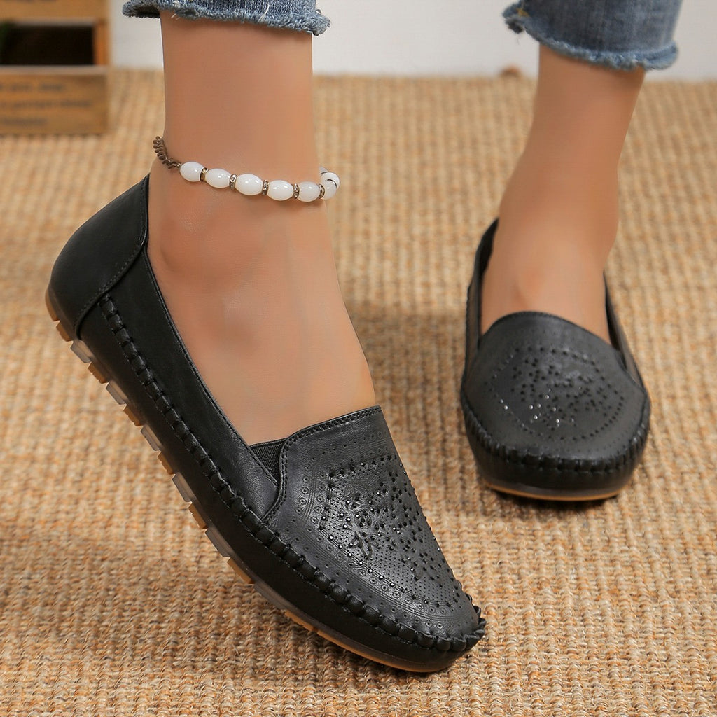 Sarah Express Handmade Stitched Gommino Flat Loafers