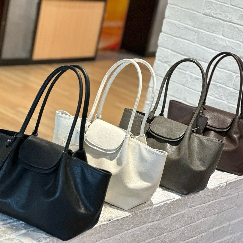 Sarah Express Genuine Leather Flap Tote Bag